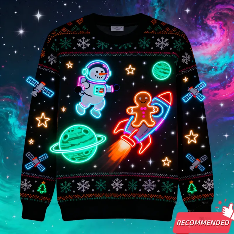 Falso Luce Al Neon 3D Stampato Brutto Maglione di Natale Per Le Donne Degli Uomini Vestiti di Buon Natale Pupazzo di Neve Divertente Babbo Gesù Pullover Tuta