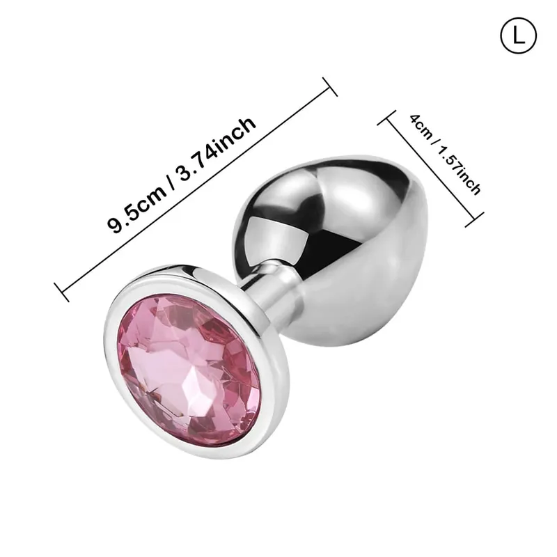 Luxury Metal Anal Plug Set Jewel Butt Trainer Kit Mga Pang-adultong Laruan para sa Mga Lalaki Babae Mga Mag-asawa Mga Beginners Mga Regalo sa Seks Malaki Katamtaman Maliit na Pink