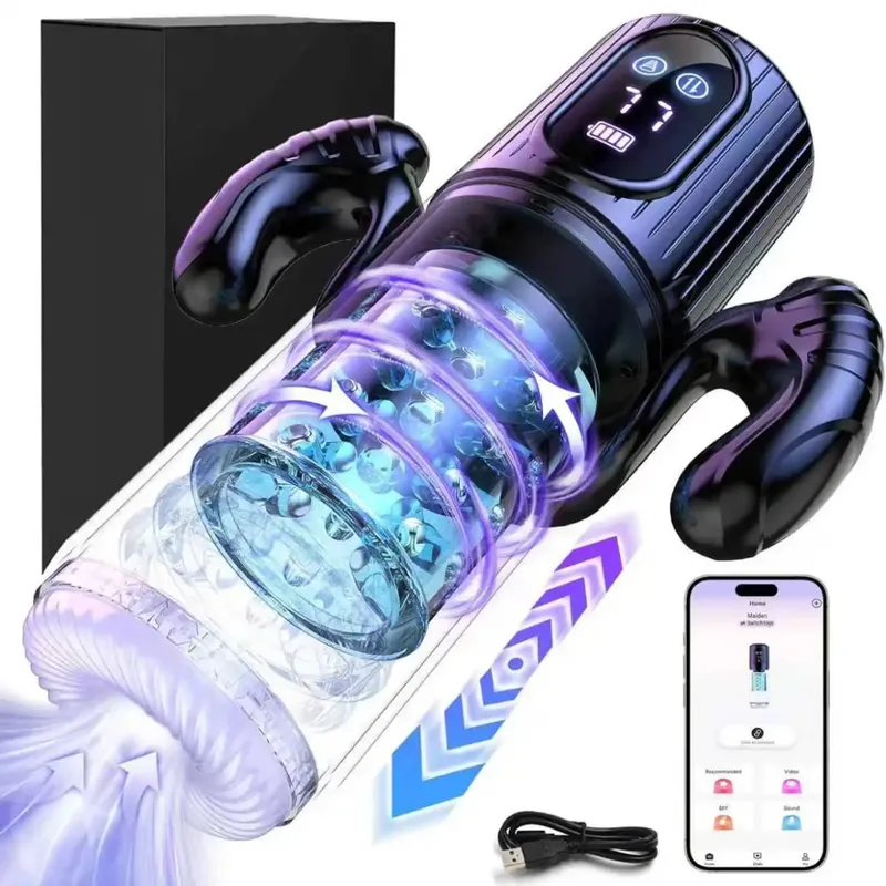 High Speed Automatic Thrusting Rotating Piston Stroker Masturbator Telescopic Vagina Blowjob Masturbation Sex Toys for Men 18
