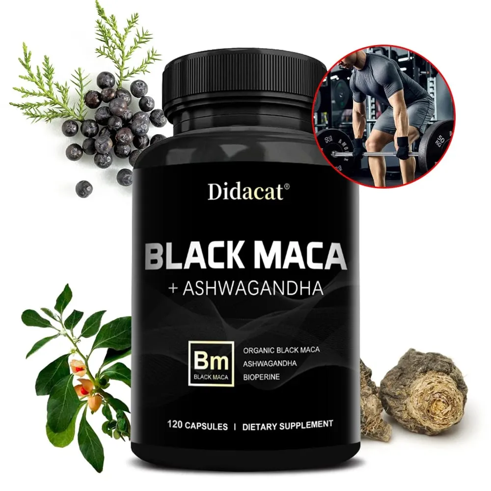Organic Black Maca + Ashwagandha - High-concentration Black Maca Capsules for Men Supporting Strength Endurance and Vitality — image 1