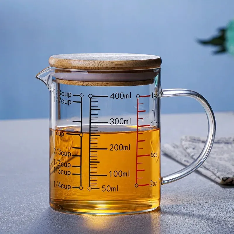 Mataas na Borosilicate Glass Measuring Cups Clear Glass Scale Cup With Handle V Shaped Spout Kitchen Glass Measuring Beaker