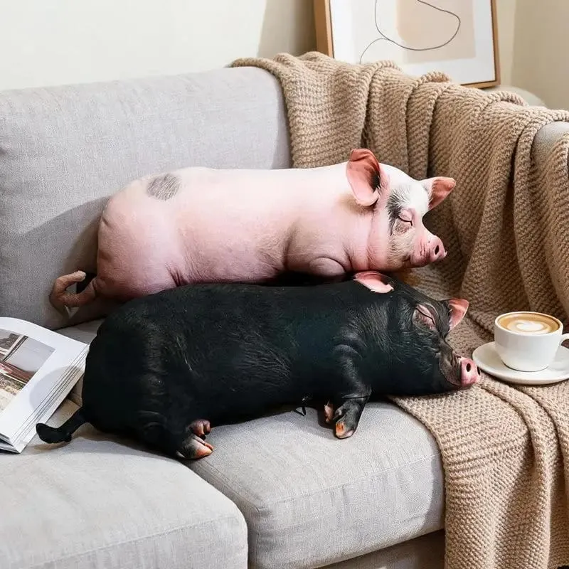 Pig Shaped 3D Plush Pillow Super Soft Comfortable Fabric Decorative Cushion for Living Room Sofa Bed