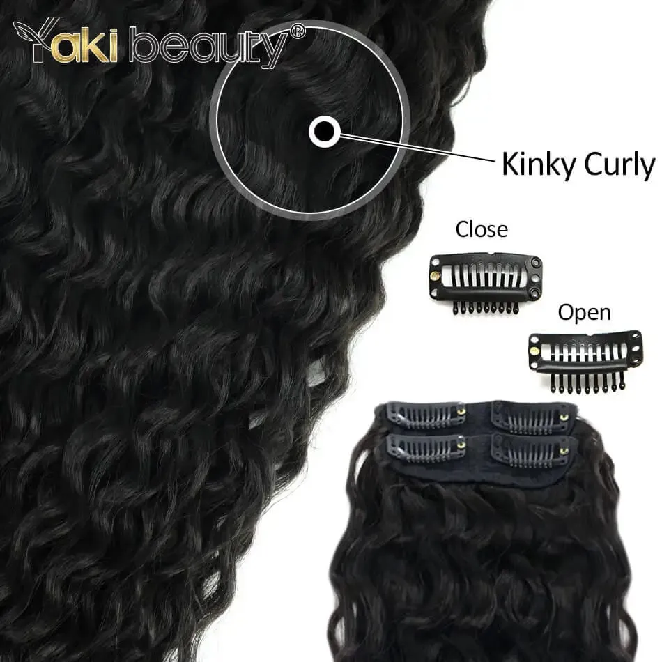 Synthetic Kinky Curly Clip-in Hair Extensions Super Long Water Wave Clip In Hair 160grams 4 Pcs Full Head Hair Pieces — image 4