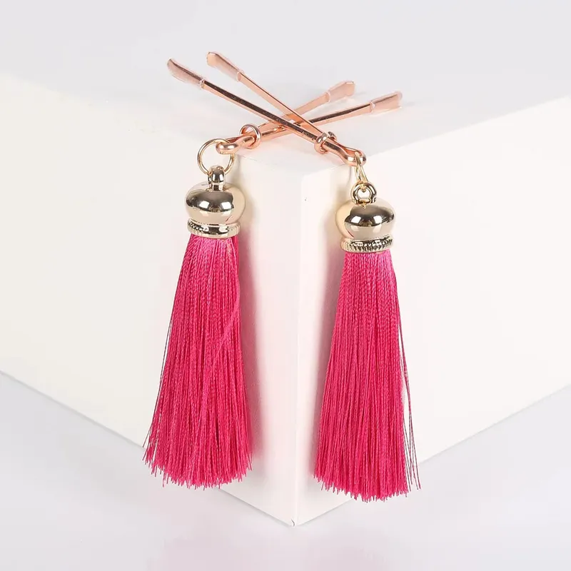4 Colors Metal Nipple Clips With Tassels Set Rosegold Female Breast Nipple Clamps Bondage Restraints Sex Toys Slave For Women