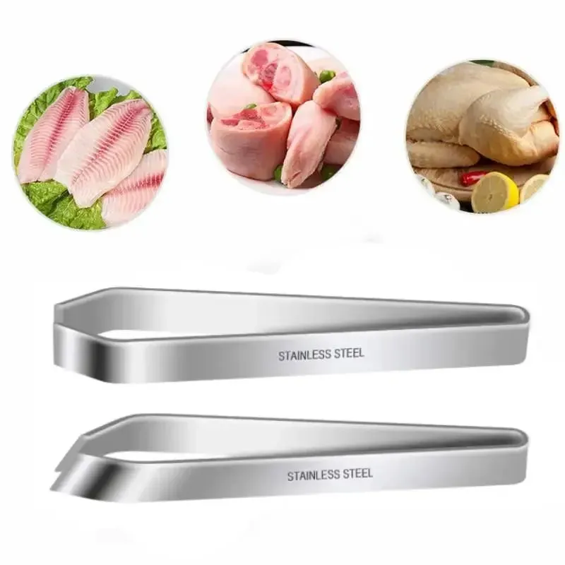 2pcs Fish Bone Tweezers Stainless Steel Flat Slant Tongs Pliers Hair Pliers Pin Bone Removal Tool for Debone Salmon Bass Catfish
