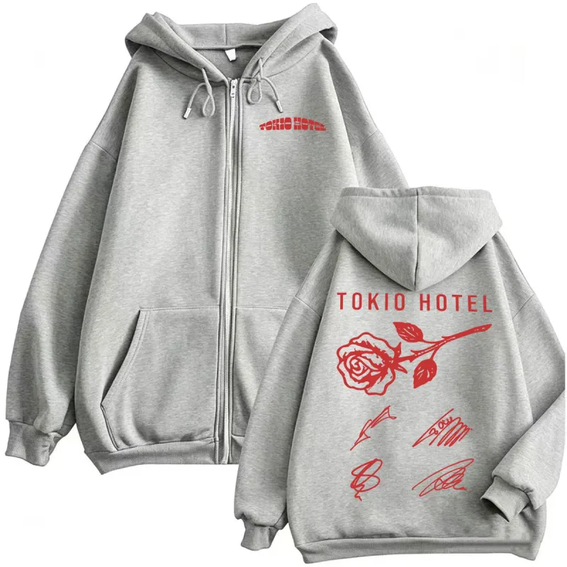 Tokio Hotel ARENA TOUR 2026 Assinatura Zipper Hoodies Moda Masculina Clássico Moletom Jaqueta Casacos Casual Lã Zip Up Pulôver