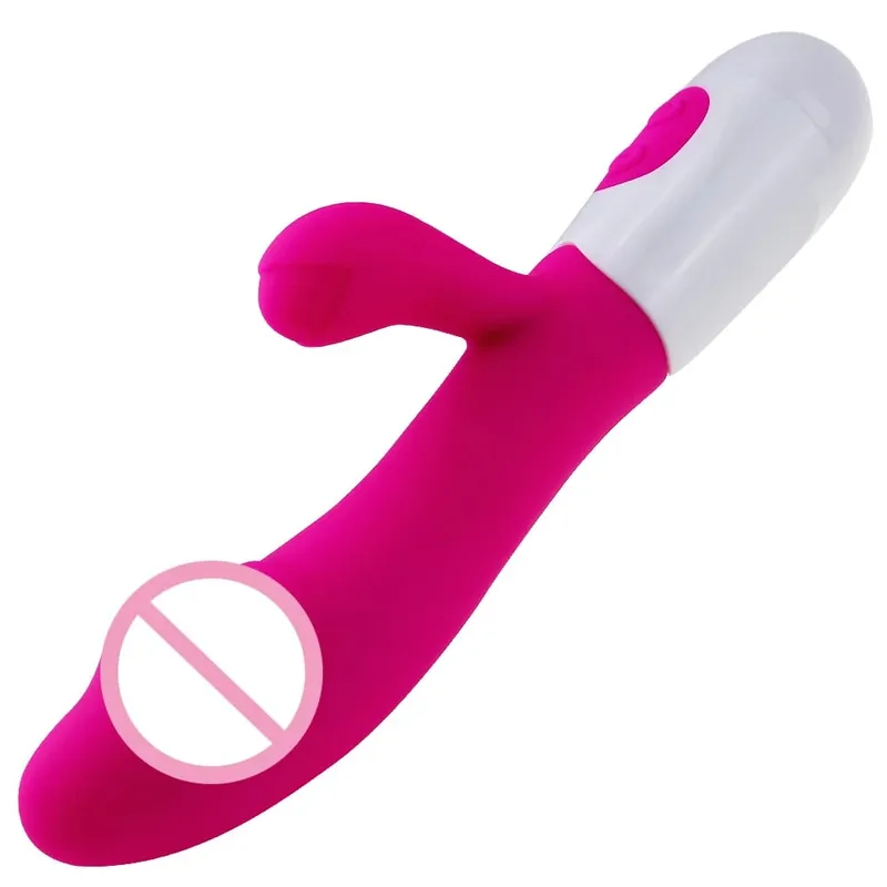 Rabbit Vibrator G-Spot Silicone Dildo Dual Vibrating Clitoris Stimulator 10 Speeds Rechargeable Waterproof Sex Toy for Women