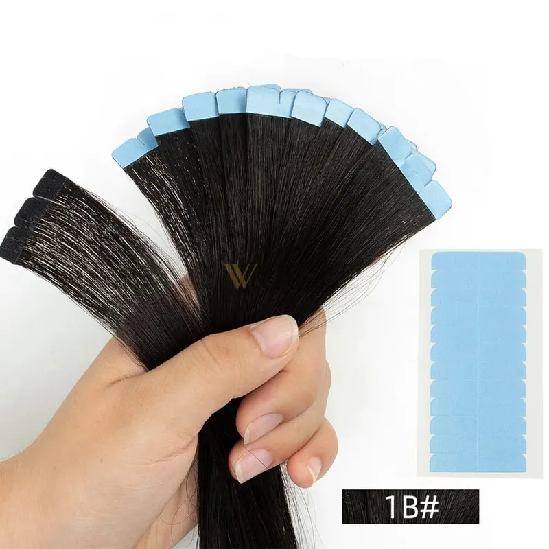 Invisible Mini Tape In Human Hair Extensions Seamless Adhesive Natural Straight Hair 12-24 Inches Machine Remy Hair 10pcs/pack