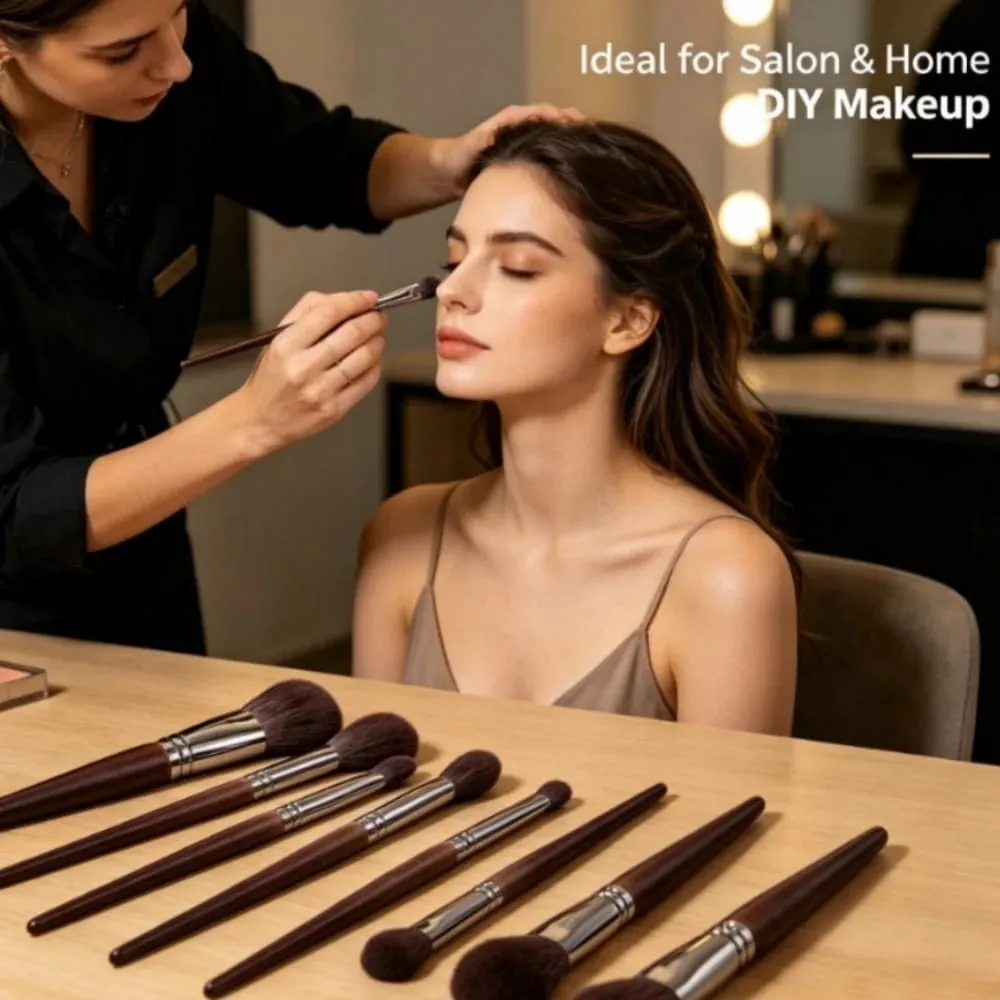 Makeup Brush Set Natural Goat Hair Professional Makeup Kit Blending Shader Smudging Cosmetic Brushes