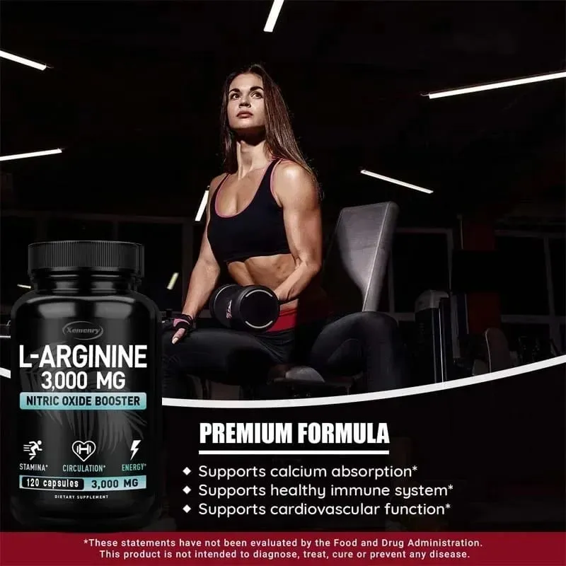 L-Arginine Supplement Boost Endurance -Increase for Energy Strength Vascular and Endurance Support During Exercise | Muscle Mas
