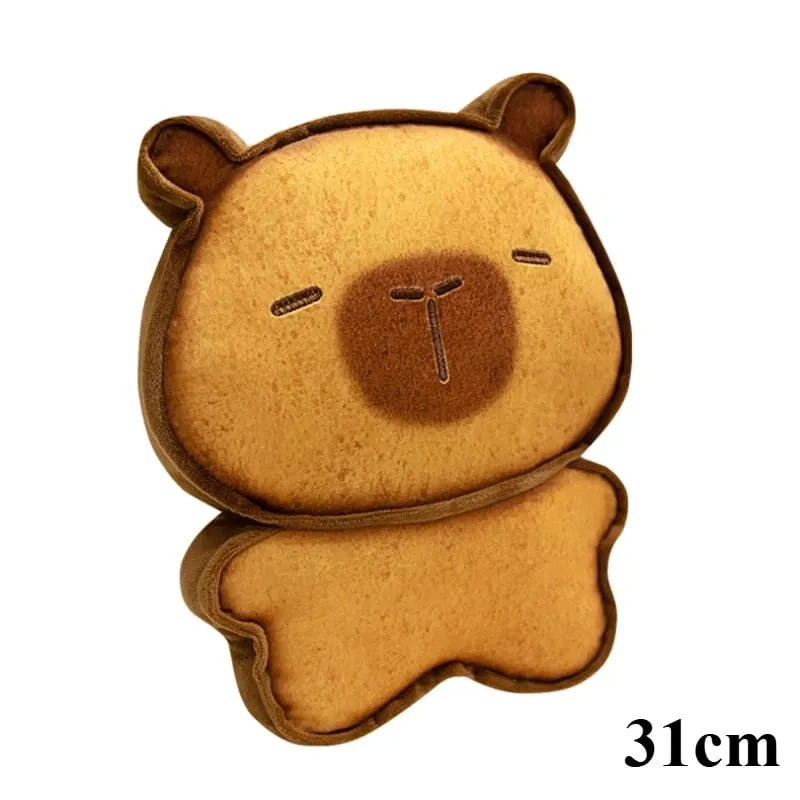 Kawaii Plush Biscuit Capybara Throw Pillow Cute Capibara Cake Cookie Toast Keychain Sofa Cushion Nap Sleeping Toys Birthday Gift