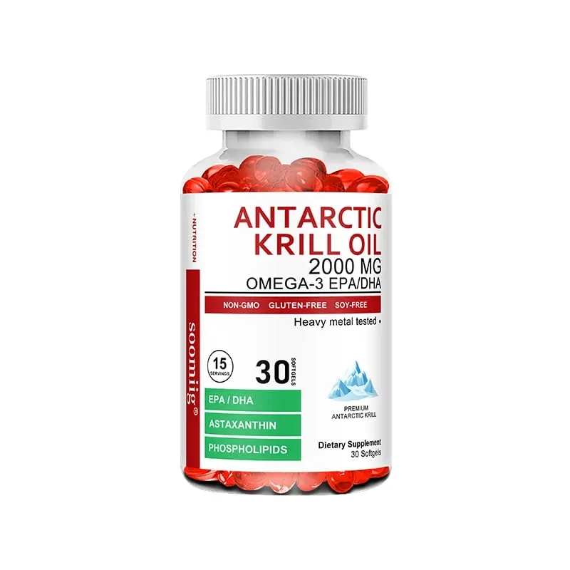Antarctic Krill Oil 0000 mg + Astaxanthin Contains Omega-3 EPA DHA Supports Heart Brain Health Balances Blood Sugar