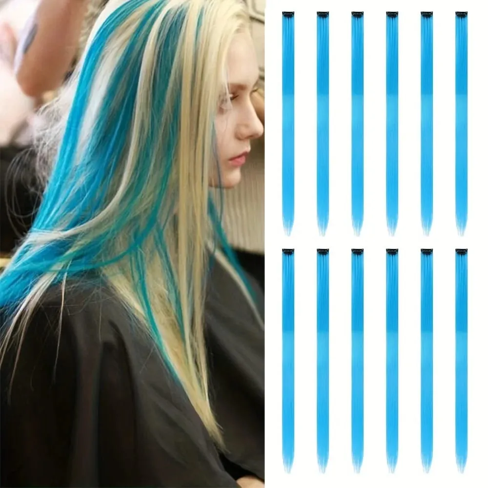 12Pcs Clip In Hair Extensions 22 Inch Synthetic Color Extensions Women's Exclusive Long Straight Style Multiple Colors Available — image 9