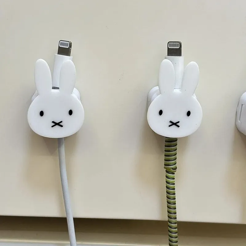 Cute Miffy Rabbit Magnetic Data Cable Organizer Cartoon Desktop Phone Charging Fixator Wall-mounted Clip — image 4