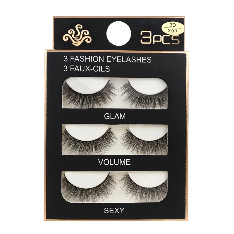 Faux Cils 3 Pairs False Eyelashes Natural Long 3D Mink Lashes Soft Fluffy Wispy Handmade Fake Lashes Eye Makeup Tools Maquiagem