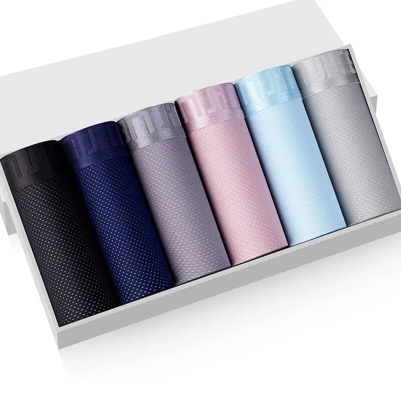 4pcs Ice Silk Mesh Boxer Shorts Men's Underwear Cool Underpant Breathable Sexy Slim Panties Bamboo Lingerie Wholesale Lots L-6XL 3256806582323621