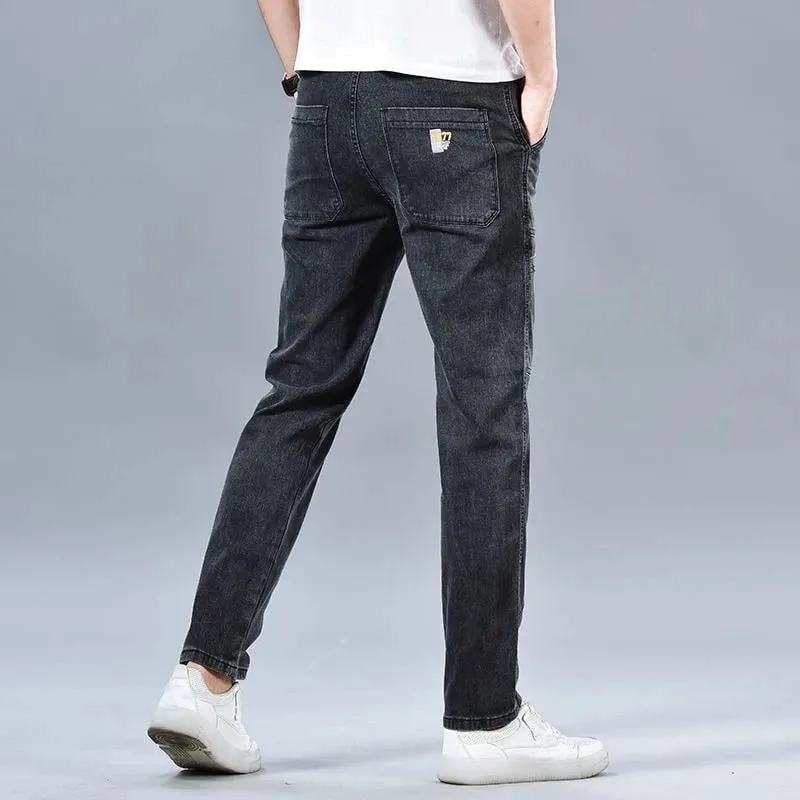 6 Pockets Slim Straight Jeans Men's 2025 Autumn New Elastic Business Casual Denim Pants Comfortable Fashion Male Trousers