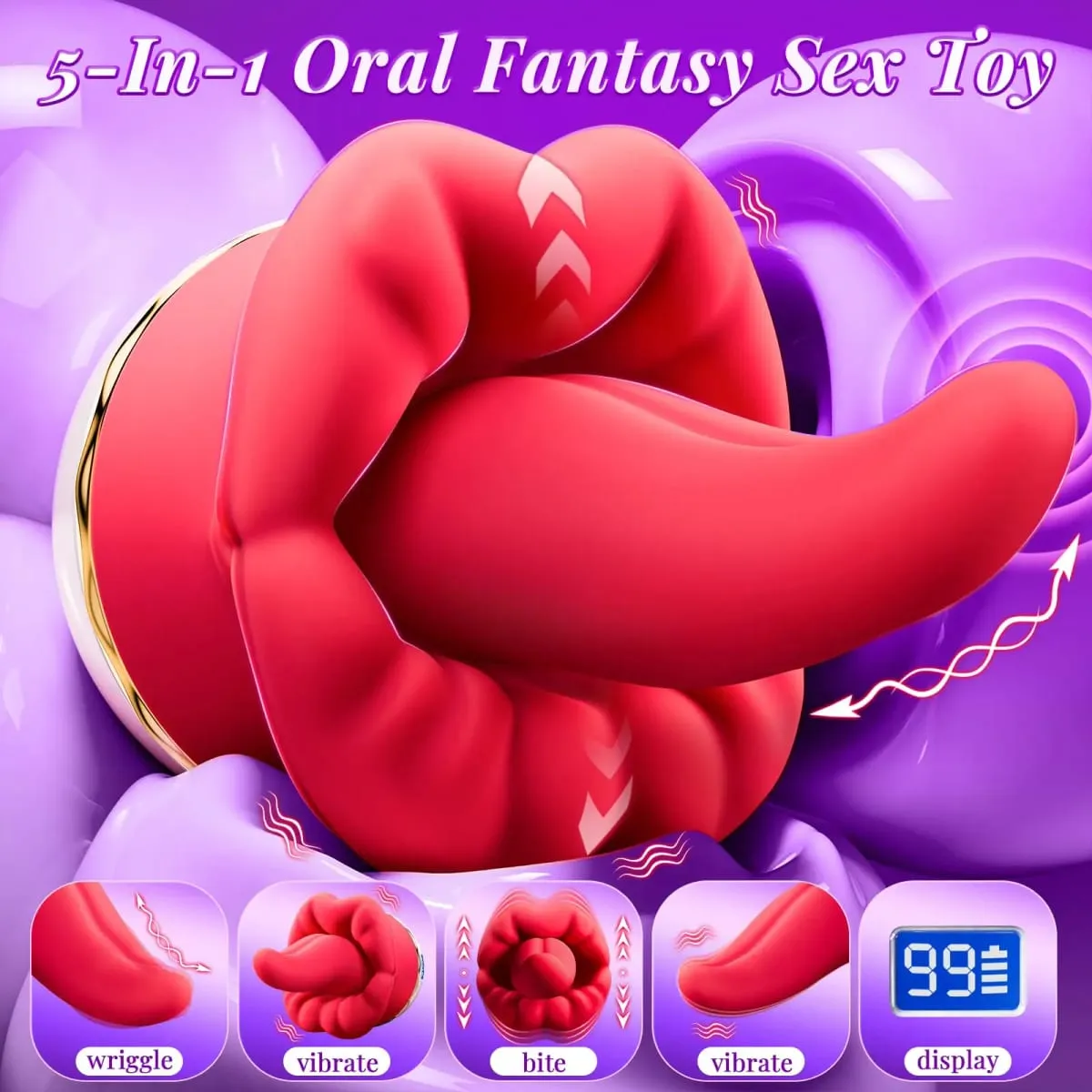 2025 Nový vibrátor na olizování jazyka Swing Vibrátor Dildo Stimulátor klitorisu bradavek Ženská masturbace Nástroje pro orální sex pro ženy