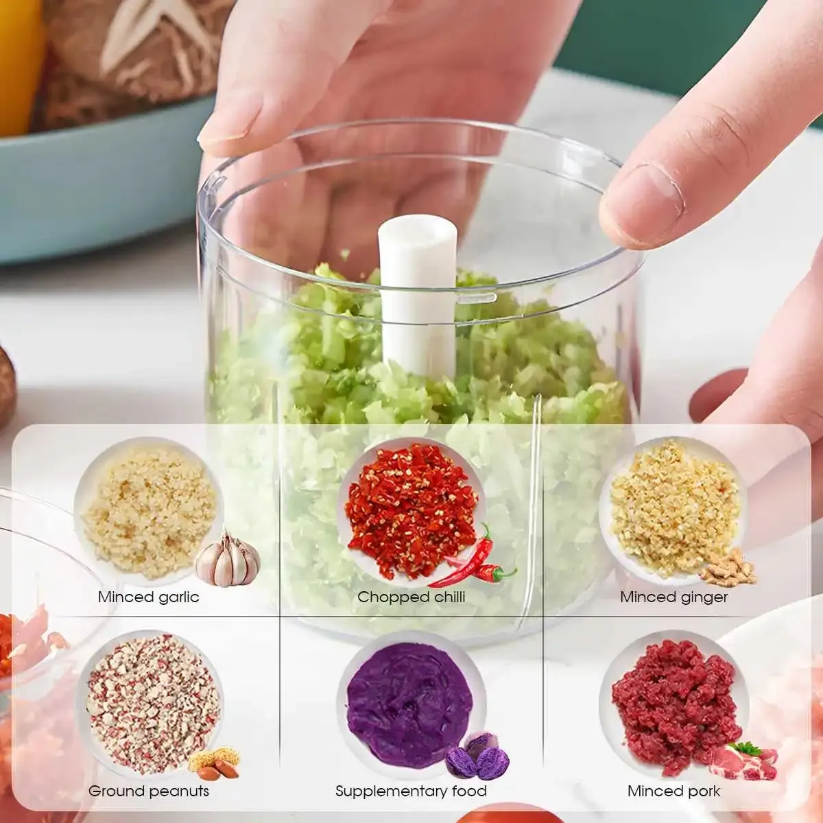 Garlic Crusher Highly Efficient Masher Chopper for Home Multifunctional Manual Grinder with Safe Blades