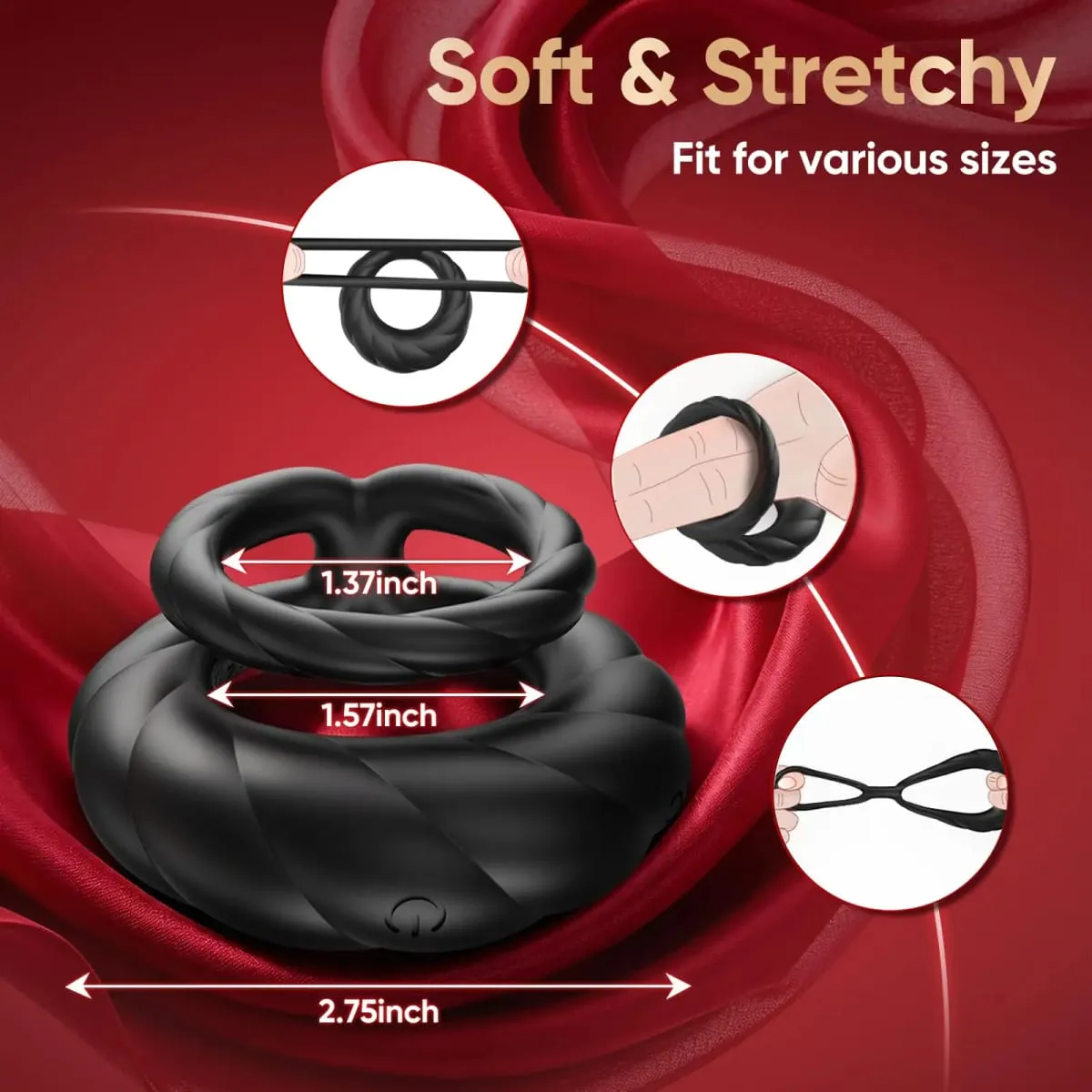 Vibrating Cock Ring Dual Ring Delay Ejaculation Penis Rings Vibrator Penisring Cockring Couples Sex Toys for Men Adult