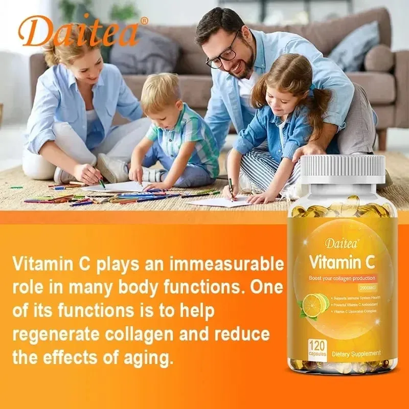 Vitamin C 2000 Mg Capsules Nutritional Supplements - Immunity Collagen Boosters and Antioxidants Skin Health Vitamin C — image 5