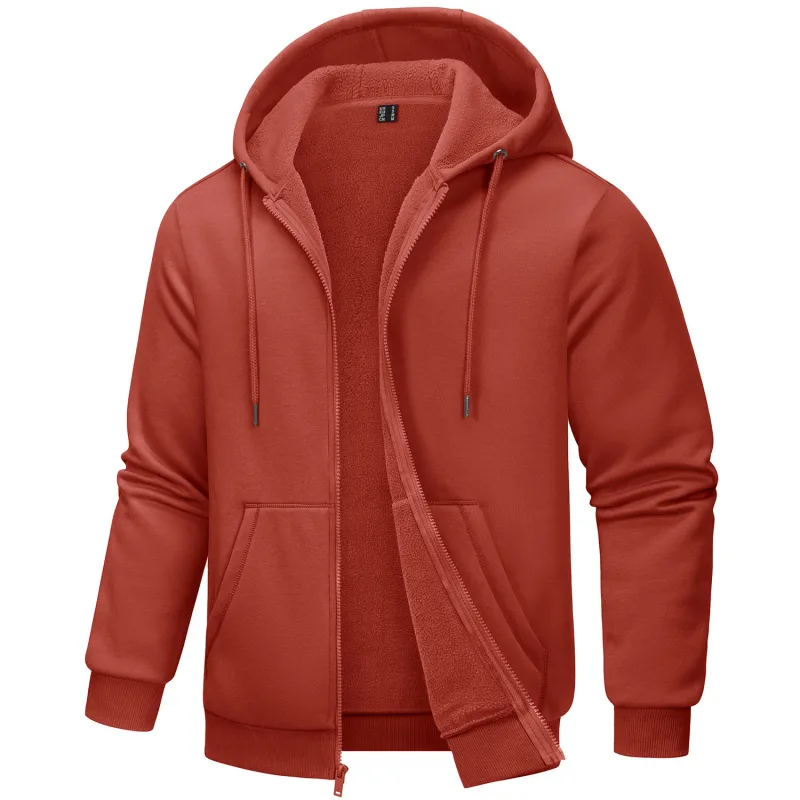 Big Pockets Fleece Lining Hoodies Mens Hooded Coats Full Zip Up Casual Hoodie Jackets Athlete Running Hiking Sportswear — image 35