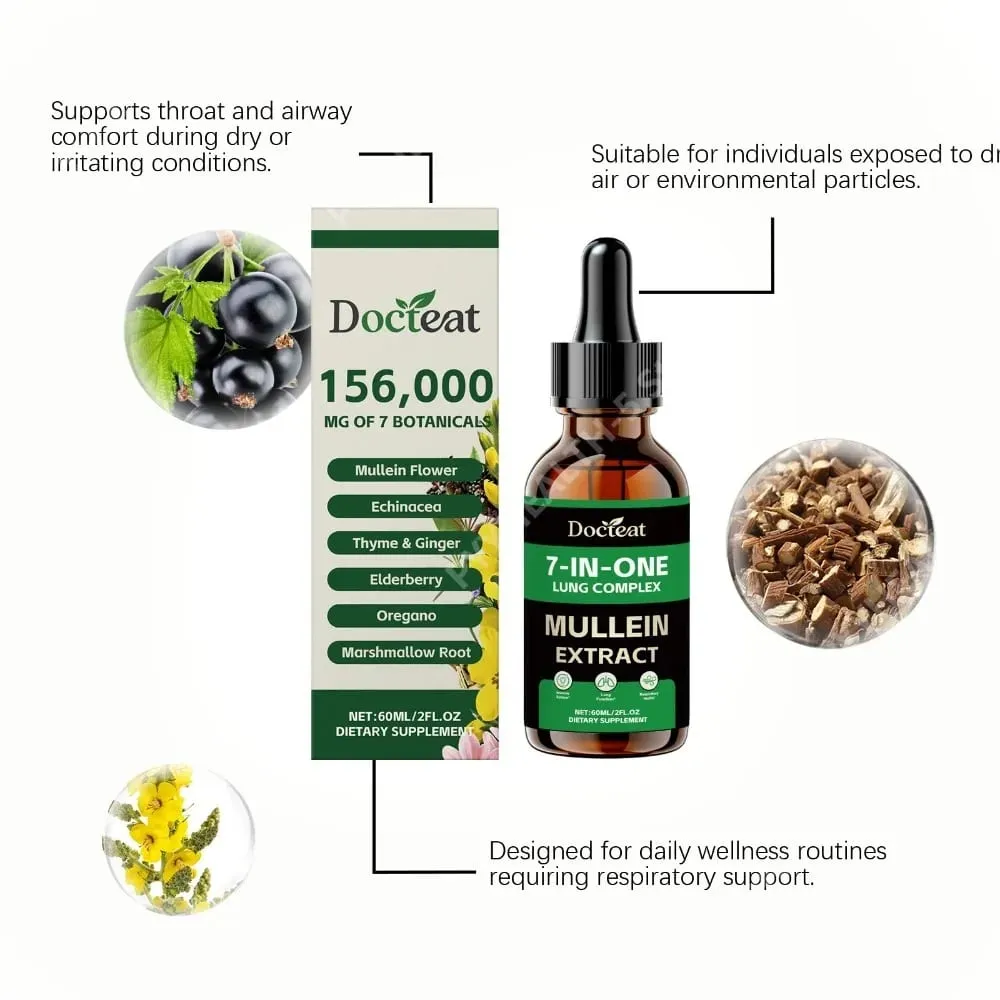 Docteat 7-in-1 Lung Complex Drops 60 Ml Net Dropper 1 Ml Serving with Mullein Elderberry Marshmallow Airway Comfort Support — image 4