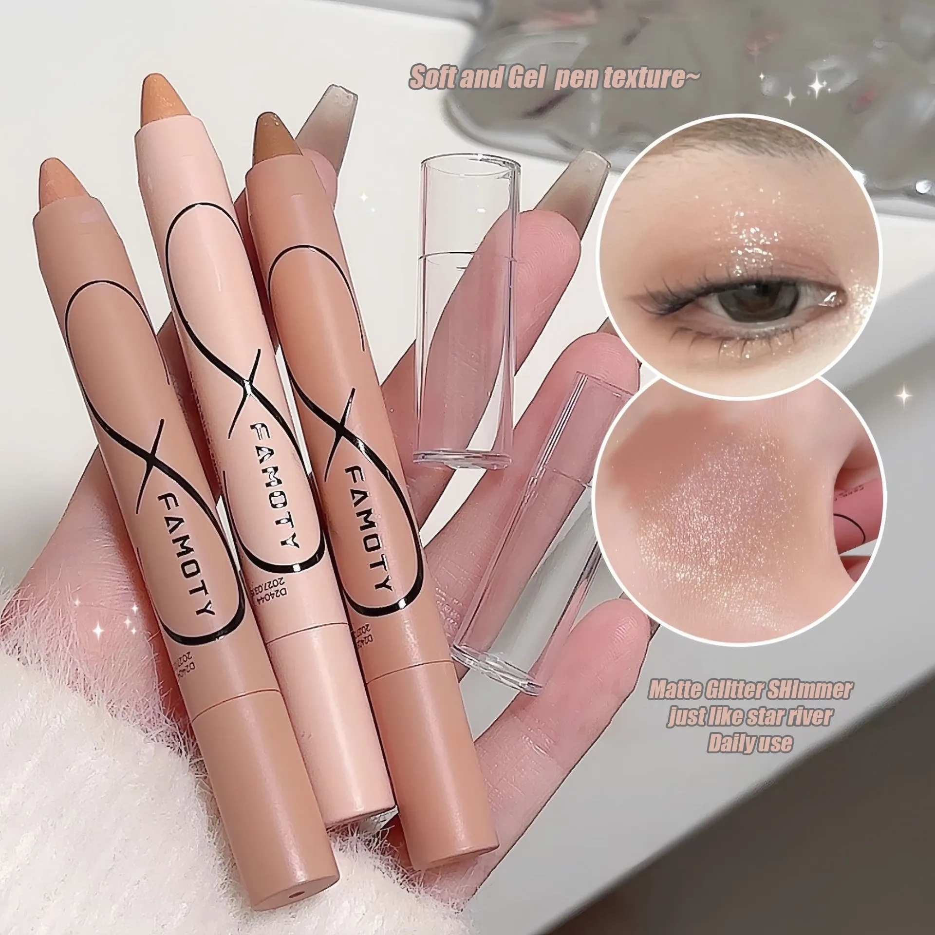 Pearl Lying Silkworm Highlighter Eye Shadow Pen Matte Glitter Eyeshadow Stick White Pearlescent Brightening Eyeliner Cosmetic