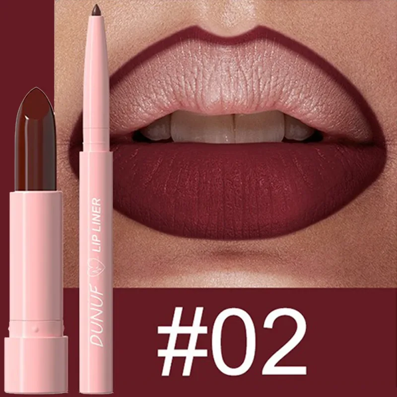 2Pcs/Set Lipstick+Lip Liner Makeup Kit Matte Nude Long-lasting Waterproof Non Staining Tapered Nib Lip Contour Pen Lip Cosmetics