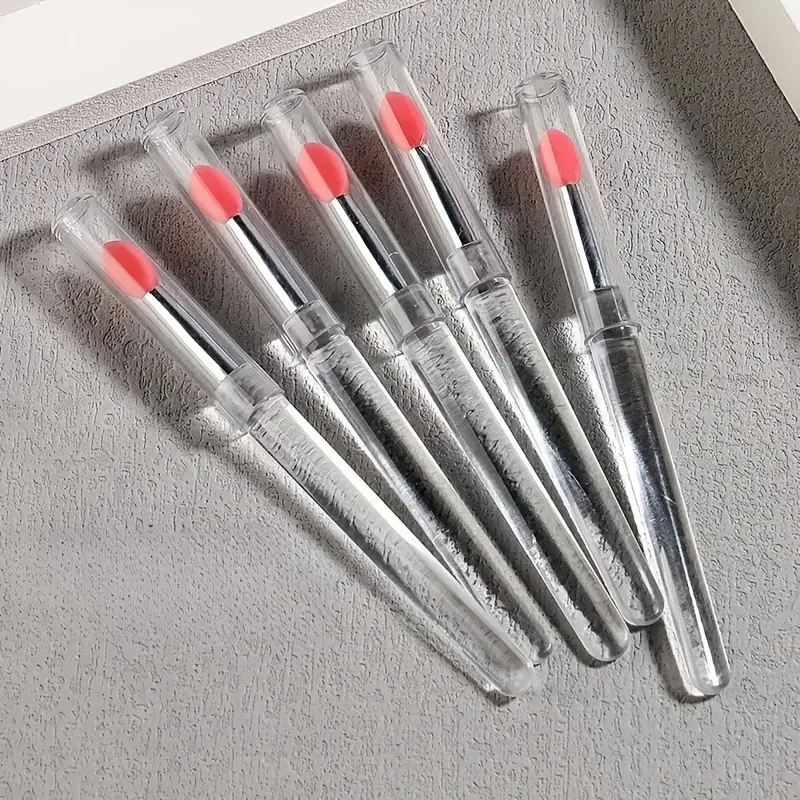 5 pinceaux à ongles réutilisables en silicone effet miroir - applicateur maquillage et vernis à ongles double tête