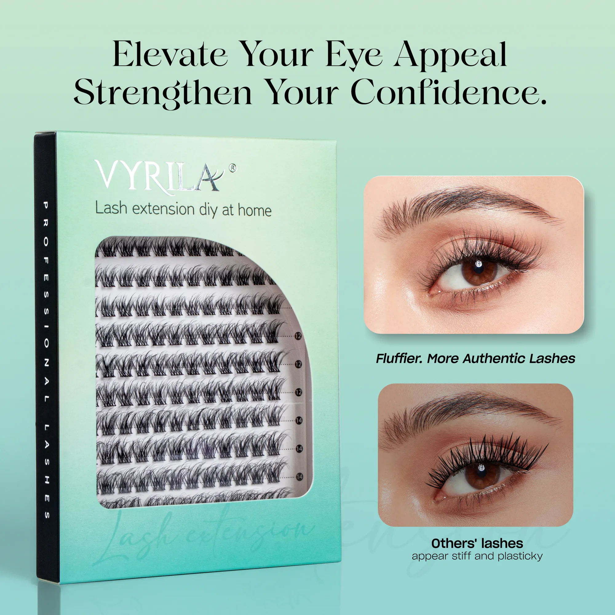 Individual Lashes Cluster C Curl Mix Lash Clusters 3D Wispy DIY Eyelash Extension 0.1mm Super Thin Band Resuable Natural Lashes