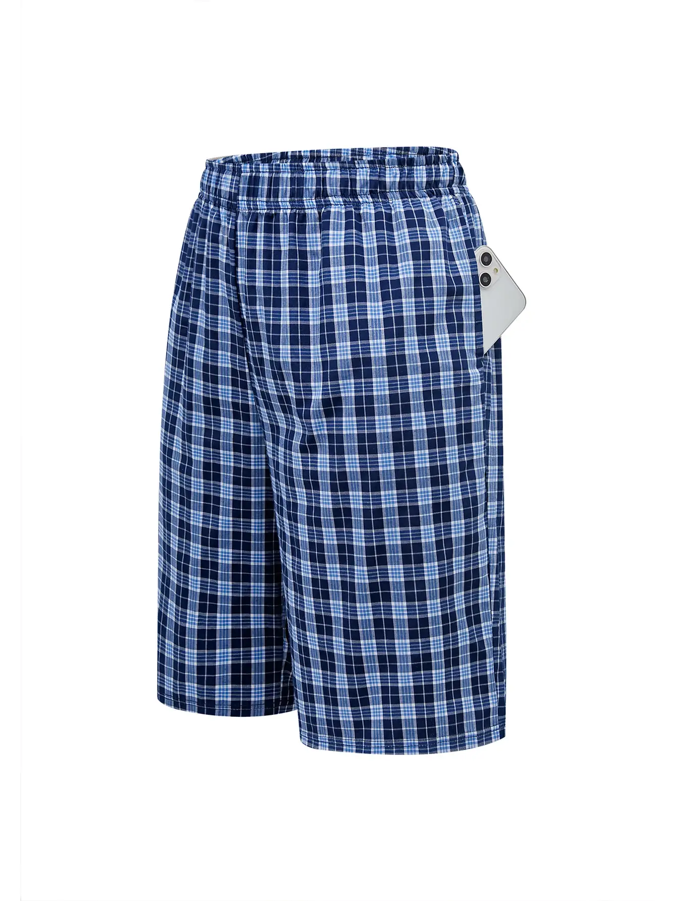 Calça longa de praia masculina, calça de canto plano, casual, xadrez, cintura elástica, confortável, casa, casual, dormir, juventude, calças de boxe