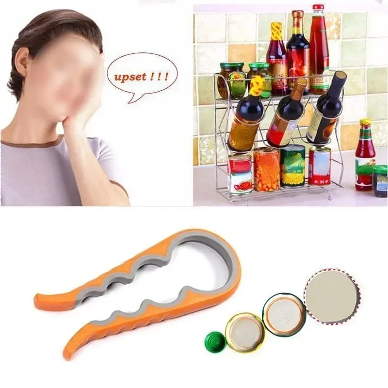 4 in 1 Multi-Function Non Slip Colorful Can Opener Tool Get Lids Off Easily Jar Opener Bottle Opener Jar Gripper for Weak Hands — image 4