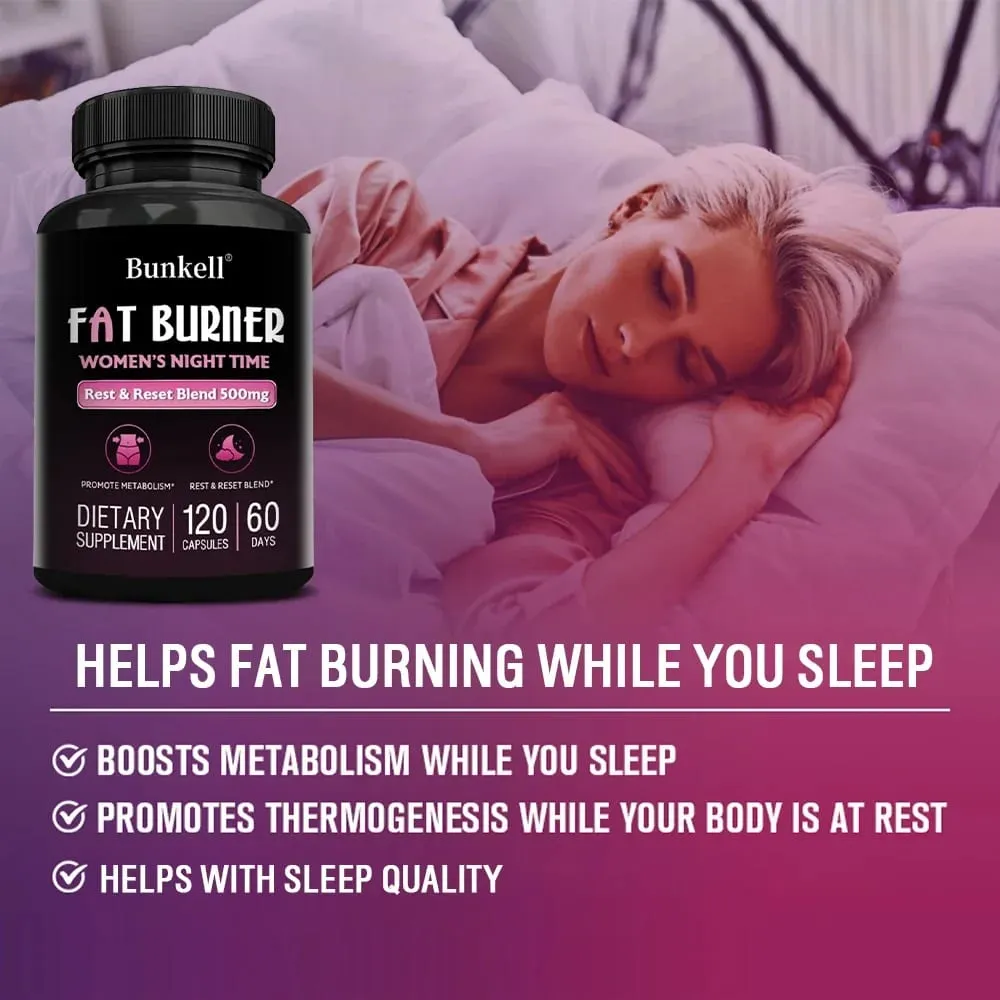 Night Fat Burning Capsules - Enhance Immune System Promote Metabolism Healthy Weight Management 120 Capsules
