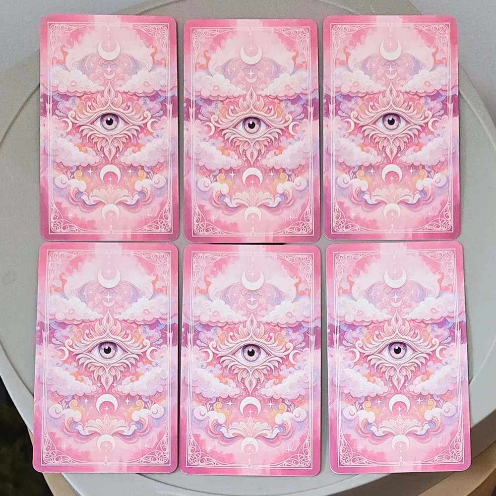 ピンクのロマンチックなファンタジータロットデッキ ブリキ箱入り 78 カードフルデッキ 説明書付き 11*6.2cm スピリチュアル占いオラクル — image 6