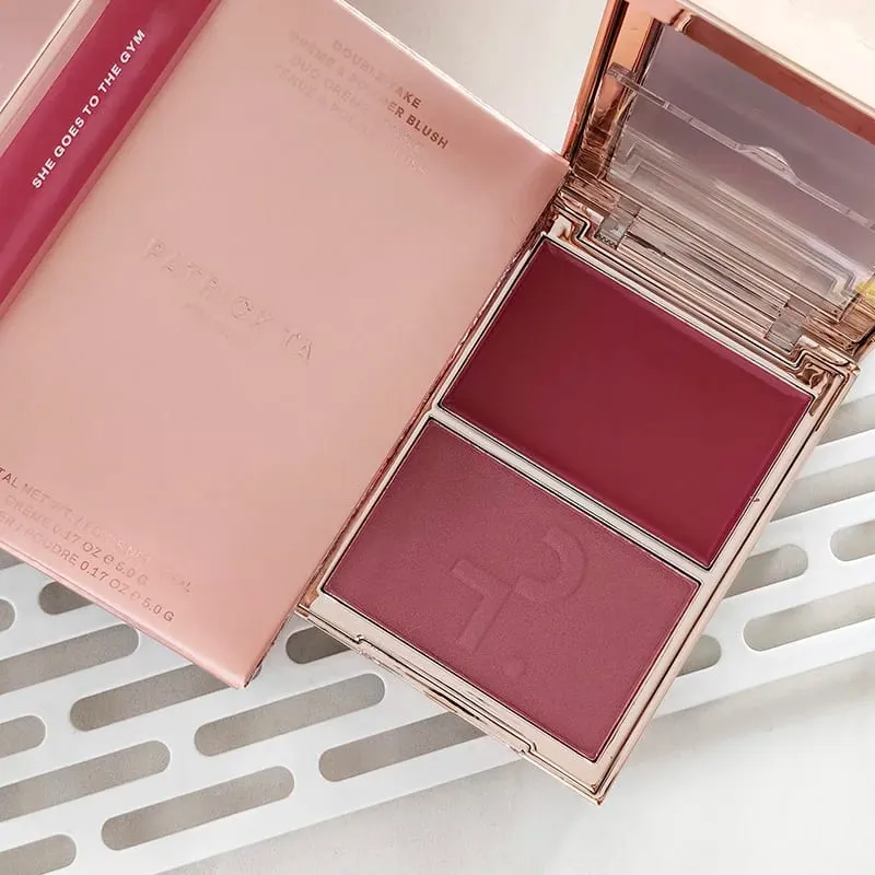 Patrick 2 in 1 Cream & Powder Blush Palette Dual Cheek Blush Duo Lasting Natural Brightening TA Makeup Cosmetics She's That Girl