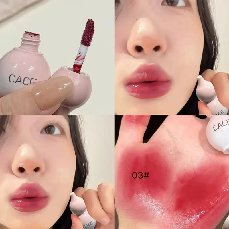 Mini Gourd Design Lip Glaze 3 Colors Makeup Set Lasting Moisturizing Water Glass Lipgloss Tint Hydrating Lip Stain Cosmetic