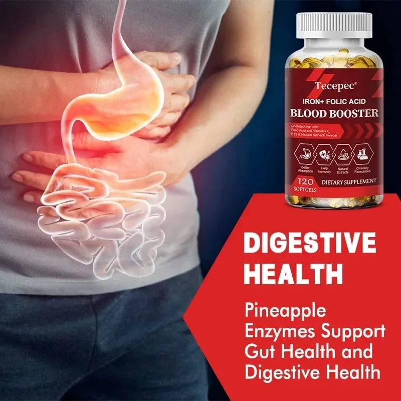 Iron + Folic Acid Blood Tonic - Replenish Iron Content No Side Effects Iron Supplement- with Vitamin C Vitamin B12 Folic Acid