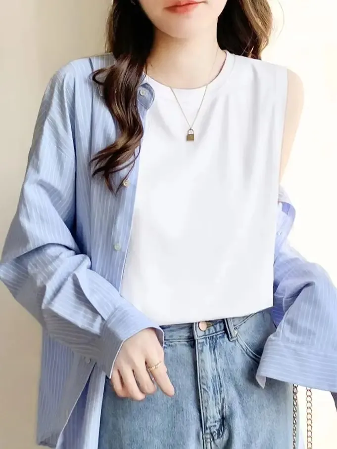 Simple Cotton Sleeveless Tank Top for Women—Classic Loose-Fitting Casual Base Layer Summer Round-Neck Base Layer T-Shirt Brea