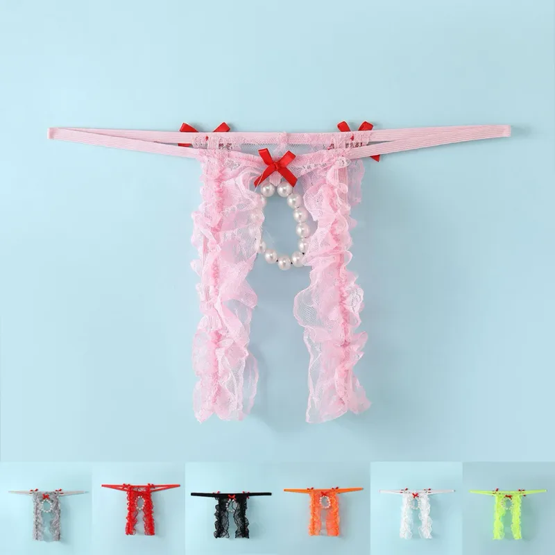 Männer Sexy Spitze Offenem Schritt Niedrige Taille Unterwäsche Loch Beutel Tangas G-strings Slips Gesäß Hohl Tanga Freigelegten schwanz