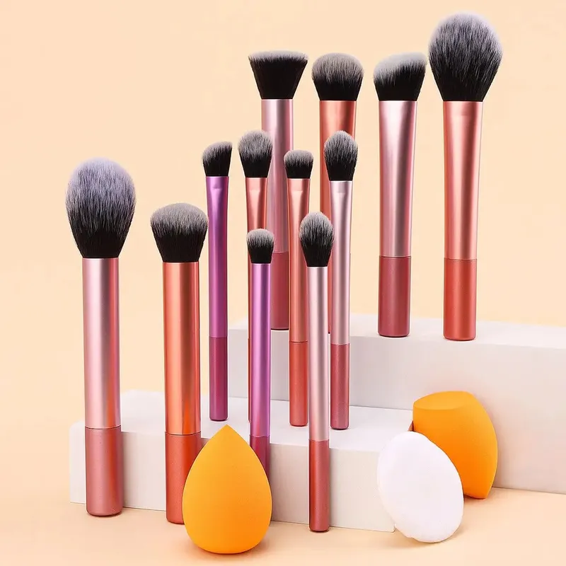 15Pcs Makeup Brushes Set Soft Face Eye Cosmetic Brushes With Beauty Sponge Powder Puff Complete Makeup Tool Kit