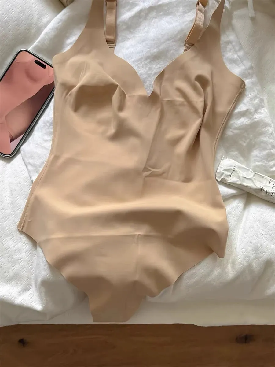 Seamless Shapewear Bodysuit Woman Solid Ultra-Thin U-Back Bodysuit Female High Elasticity Slim Camisole One-Piece Underwear New
