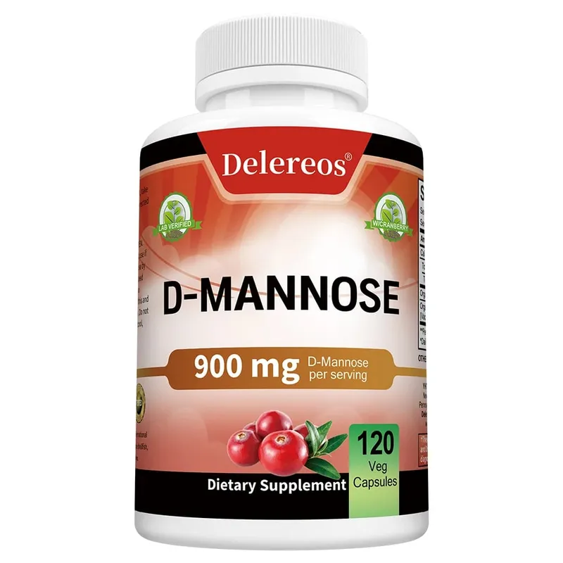 Organic D-Mannose 900mg Per Serving 120 Capsules Strongly Supports Urinary Tract Cleanse in Women and Prostate Health in Men