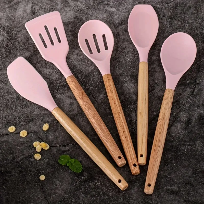 14pcs silicone utensil set with plastic holder