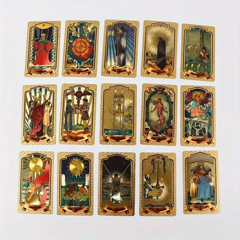 Gold Stamping Waterproof Plastic Colorful Printed Tarot Cards for Table Game Leisure Party Gathering Board Game Cards