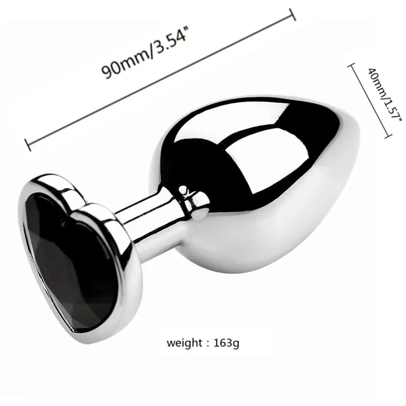 S/M/L Sumbat Anal Kristal Logam Hati Sumbat Anal untuk Wanita Sumbat Bokong Baja Tahan Karat Dapat Dilepas Mainan Seks Anal Stimulator Pria