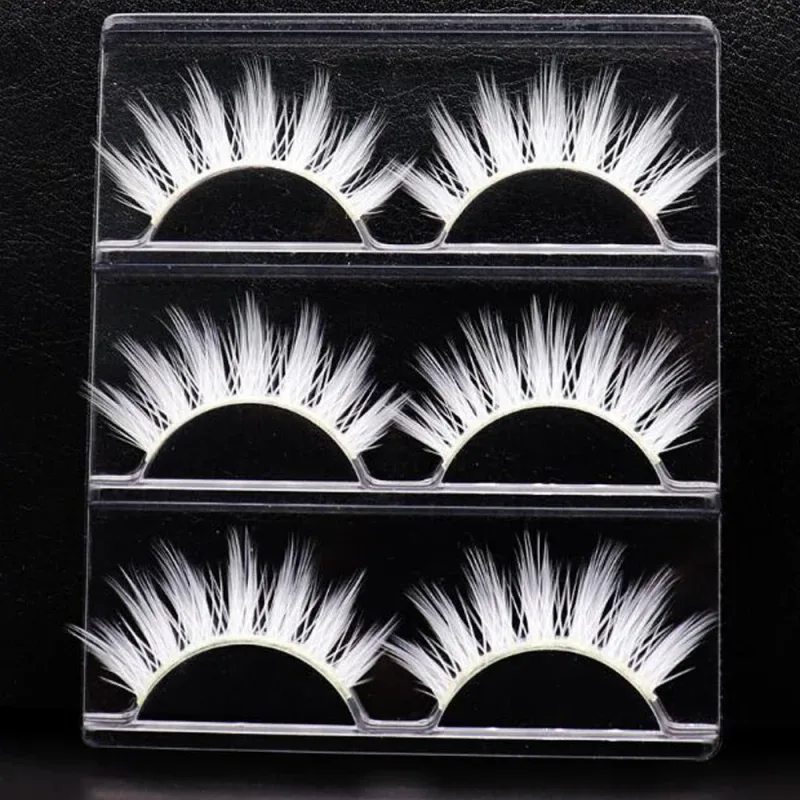 Hot 3pair White Eyelashes Makeup Natural Long Eyelashes Extension Cross Strip False Eye Lashes Beauty Makeup Tools