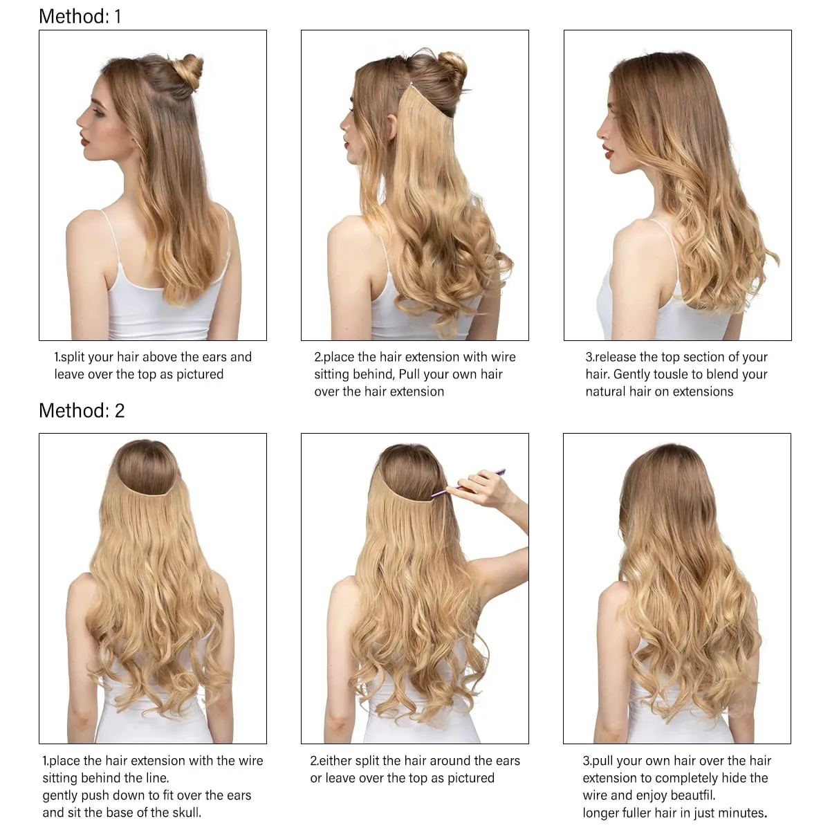 Premium Synthetic Invisible Wire With Clips Natural Hair Extension False Long Wavy Daily Use Clip In Hair Piece For Women
