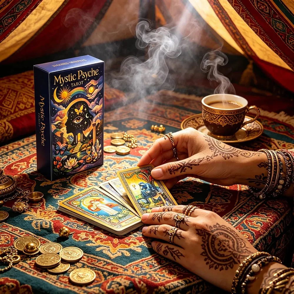 Mystic Psyche Tarot Deck English Divination Cards Mystical Cosmic Butterfly Crystal Theme Fortune Telling Board Game Tarot Cards