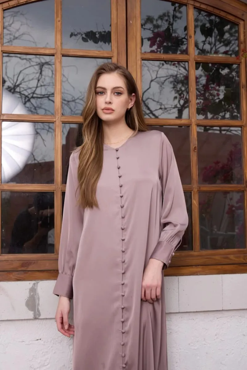 AS SS26 vestido de satén ligero con botones de bolas, ropa ligera de mujer elegante de tela súper cómoda — image 3